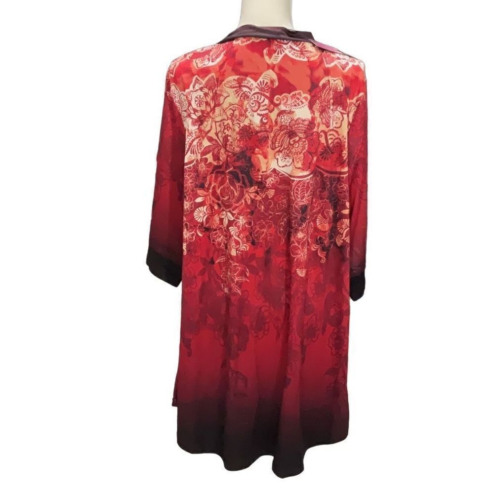 NWT Azalea by Firmiana Red Black Floral V Neck Tunic Blouse Size 1X - Picture 4 of 5